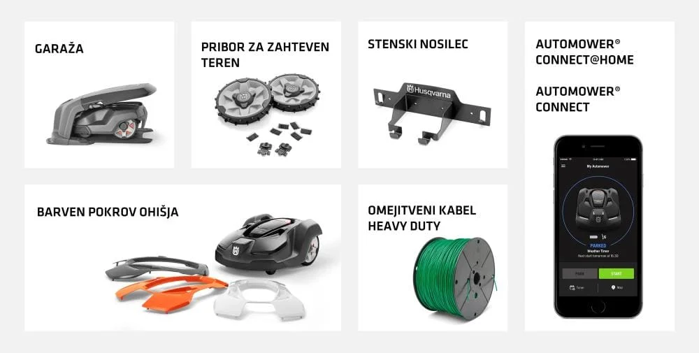 Pribor in dodatna oprema za robotsko kosilnico Husqvarna Automower